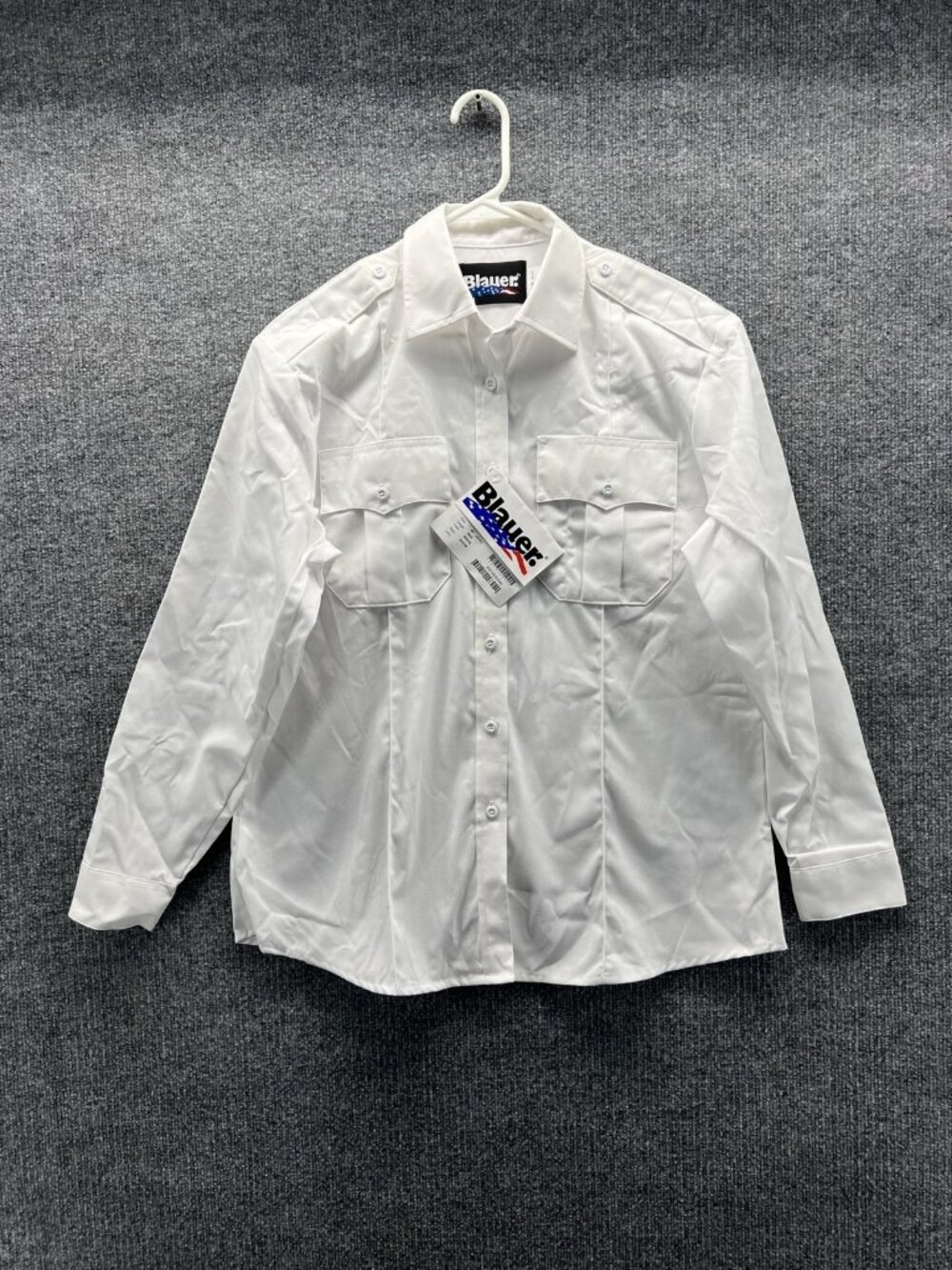 Blauer Dress Shirt Mens 40 White Cotton Blend Work Uniform Long Sleeve
